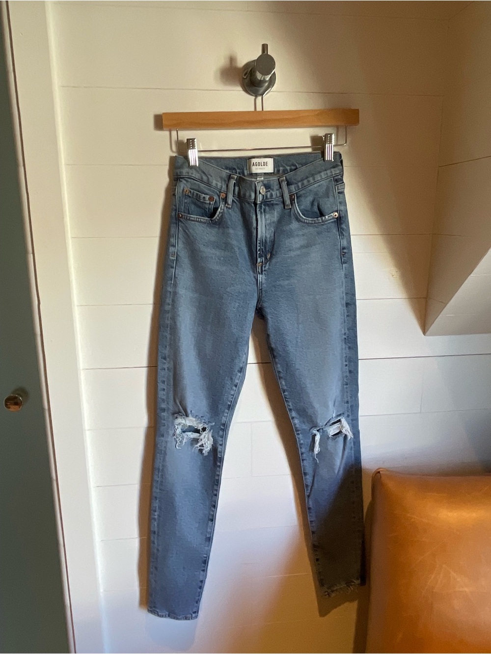 Agolde Light Blue Distressed Skinny Jeans
